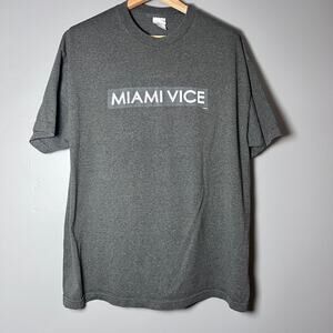 Miami Vice Graphic Tee Men’s XL Gray Retro Style Alstyle Shirt 2000s TV Show